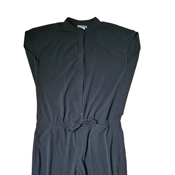 Vince. Cap Sleeve Drawstring Waist Jumpsuit Womens 10 Black Polyester Spandex - Picture 6 of 10
